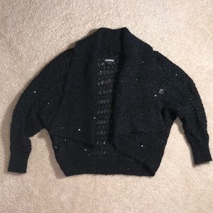 Express Black Sequin Knit Shrug Cardigan
